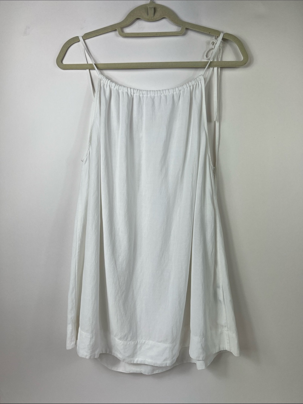 AG White Ivy Tank Top Spaghetti Strap Short Tunic Linen Blend Size L New